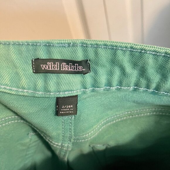 Wild Fable Womens Y2K Green Lace Pockets Highest Rise Wide Leg Ankle Jeans Sz 2 - Picture 4 of 11